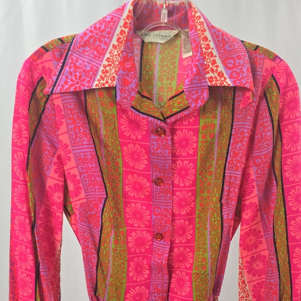 Vintage Alex Coleman Vibrant Button Down Dress - Picture 4 of 11